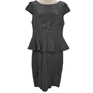 Alice + Olivia Employed Womans size 6 Adeline Peplum Mini Pencil Dress in Gray
